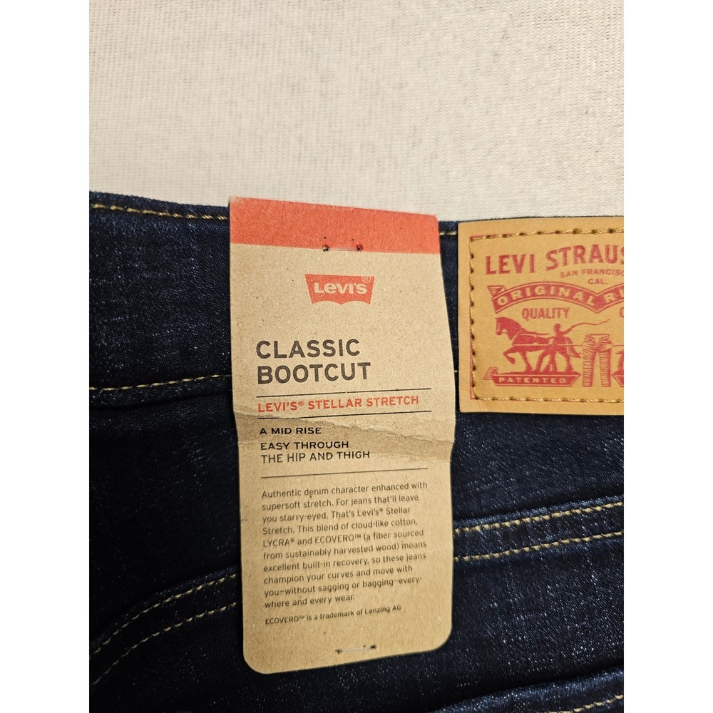 Levis Classic Bootcut Jeans Womens 16 Short W33 L30 Dark Wash Stretch NEW - Picture 3 of 6